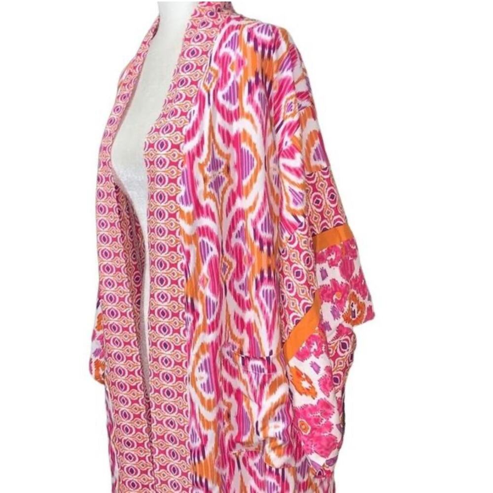 Christian Siriano Reversible Pink Kimono-Inspired Festival Wear Colorful Duster
